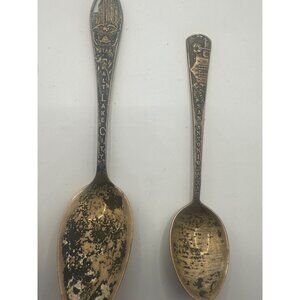 Vintage Sterling Silver Souvenir Spoons Salt Lake City & San Antonio